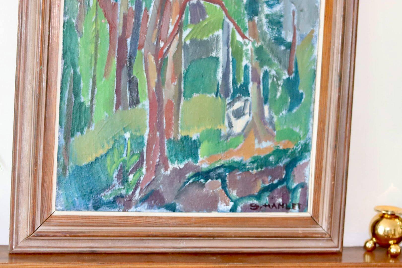 Huile sur toile suédoise originale du milieu du siècle « Öjersjö » par Sven Hamlet