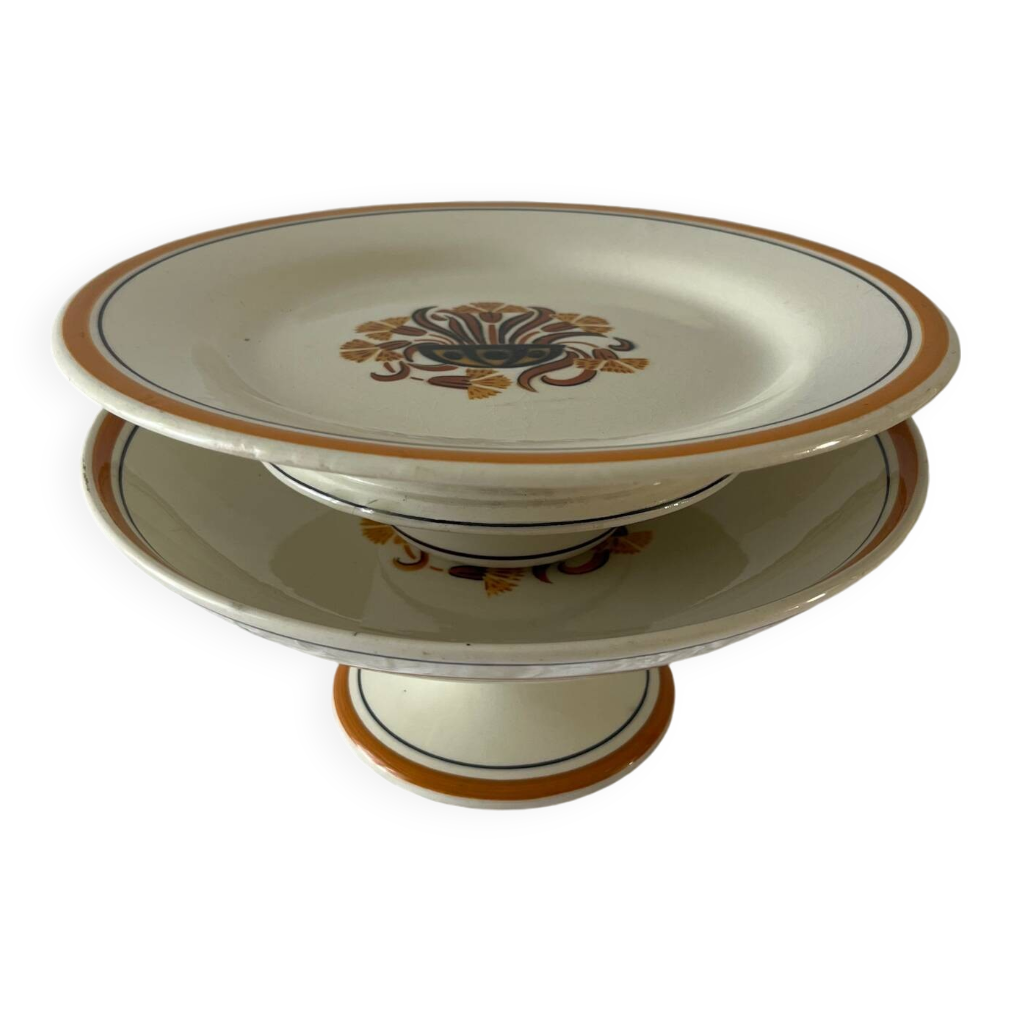 2 Creil and Montereau compote dishes