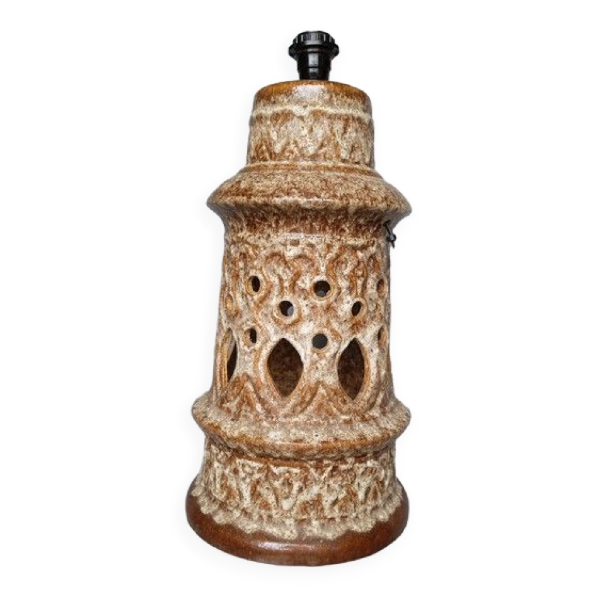 Large foot of openwork ceramic lamp ep 1960