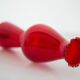 Thin red glass vase from the mid-century with a ruffle, Europe, 1960s