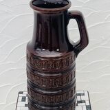 Vase West Germany brown with geometric relief from the 1970s.