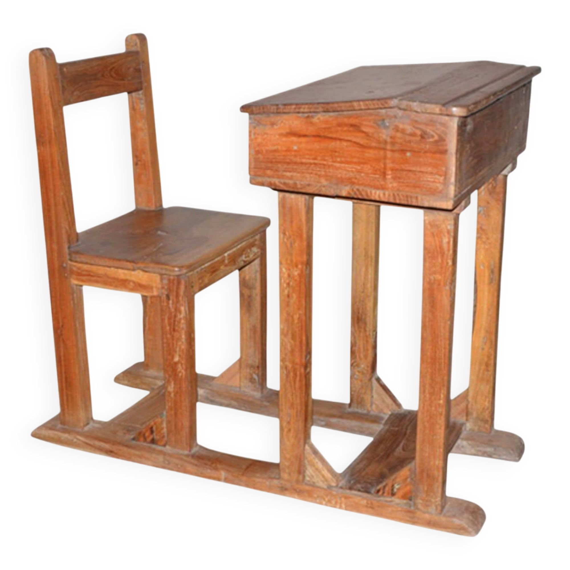 Antique school desk in Burmese teak