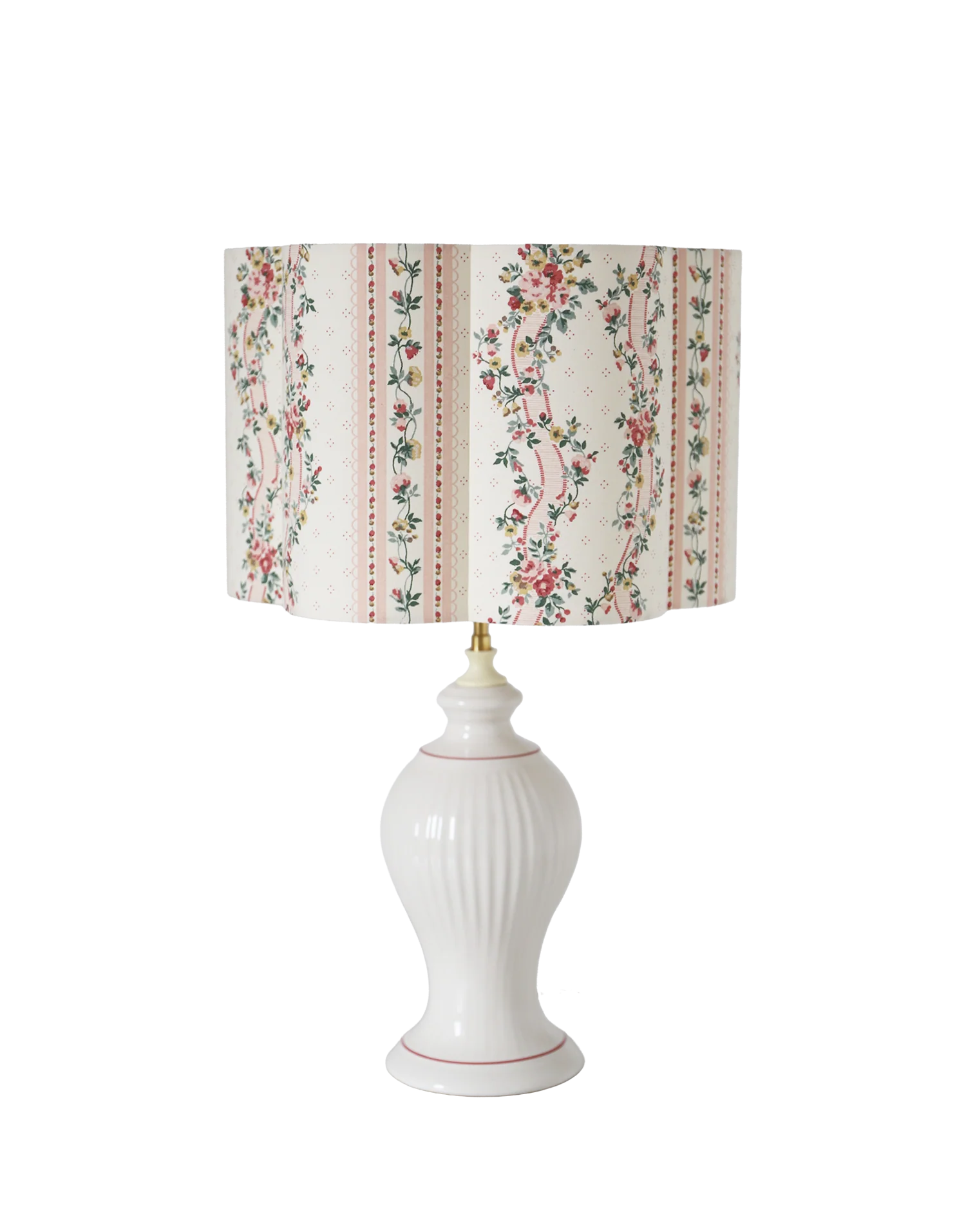 Vintage table lamp "St Michael" – Ribbed ceramic and country print