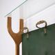 Vintage coat rack in brass, faux leather and glass, Italy, 1950s