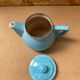 Antique Vintage Cracked Blue Ceramic Teapot
