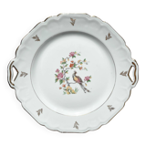 Vintage Limoges Berry porcelain cake dish with bird of paradise motif -