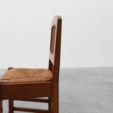 Set of 4 Early Art Deco Oak & Wicker Dining Chairs, Belgium, 1915