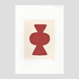 Collection of 4 red abstract paintings on paper signed Eawy