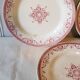 3 assiettes  terre de fer rose "amiral"