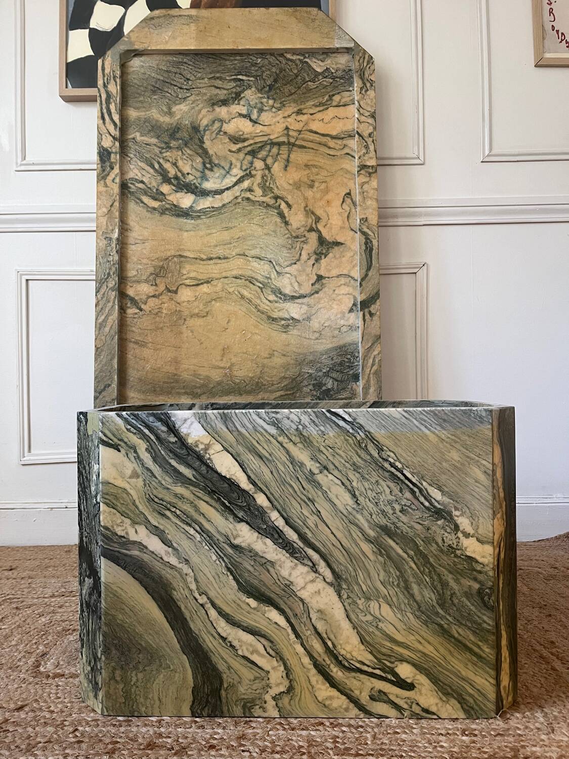 Table basse en marbre vert vintage