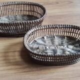 Two small vintage openwork wicker baskets