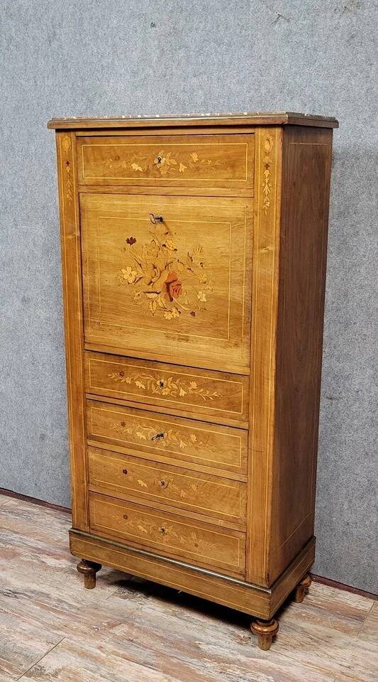 Napoleon III period secretary in precious wood marquetry circa 1850