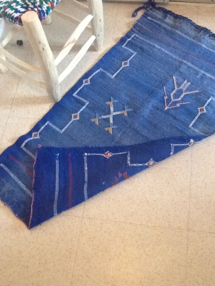 Carpet vintage in majorelle blue sabra 120 x 53 cm