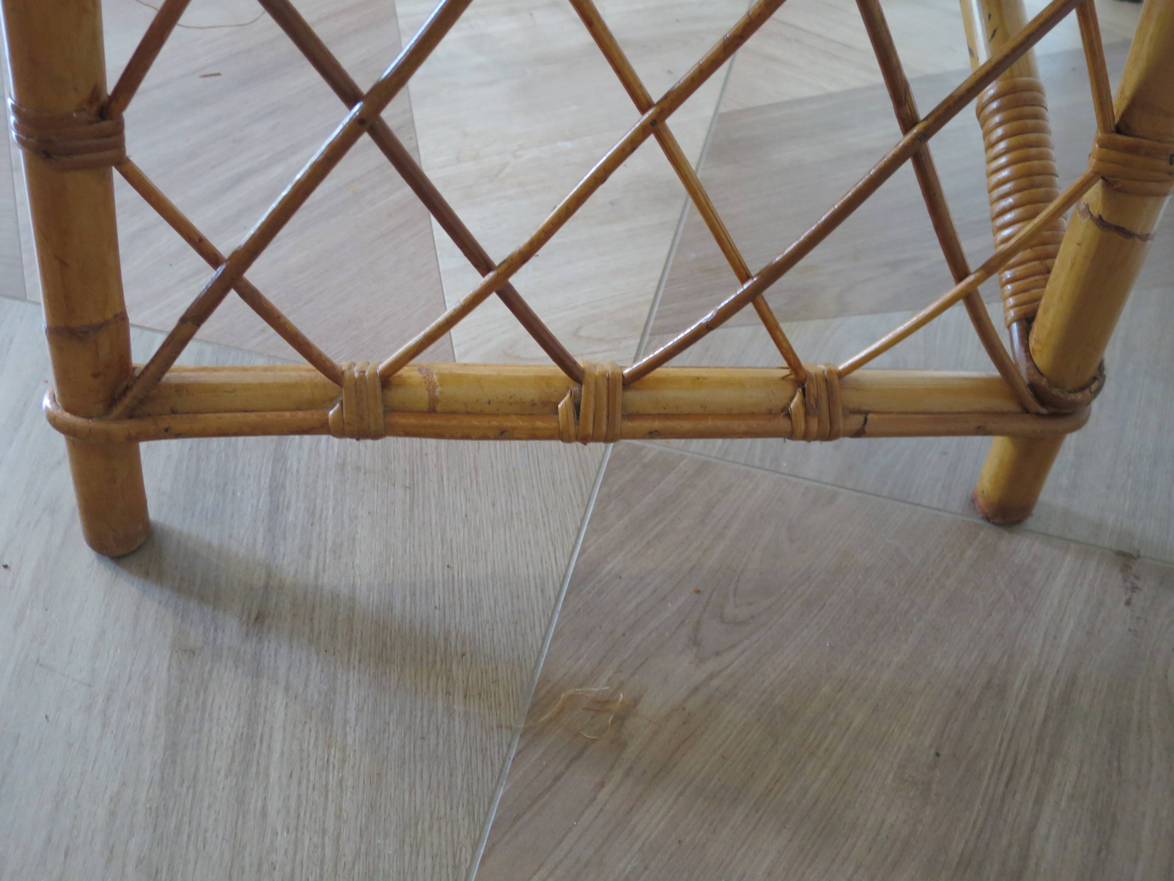 Vintage design - beautiful retro desk in bamboo wood and rattan - 2 drawers - 60s