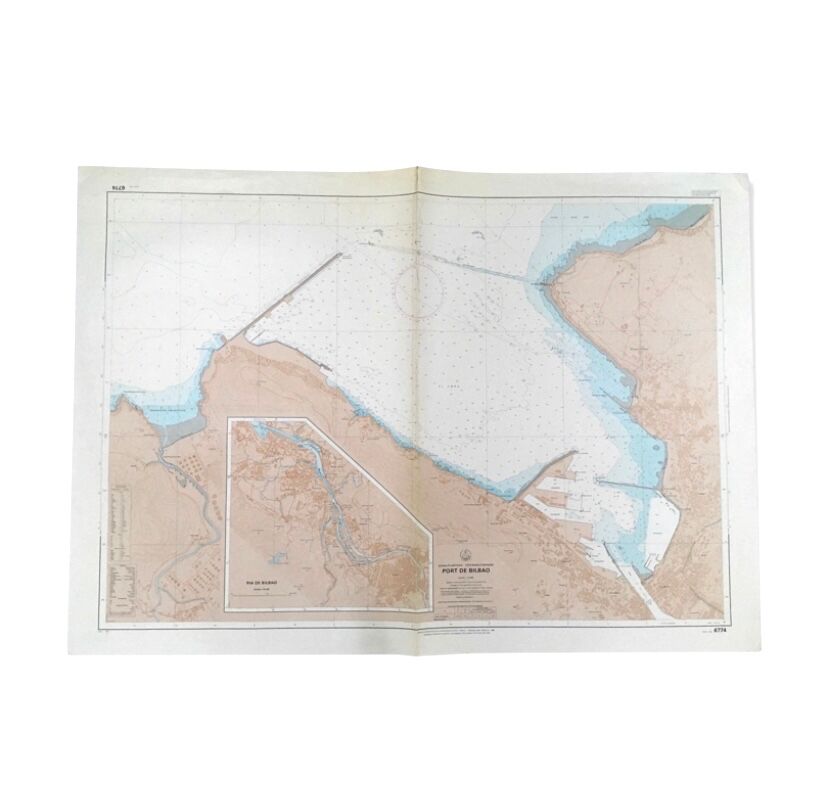 Old nautical map of Bilbao Spain
