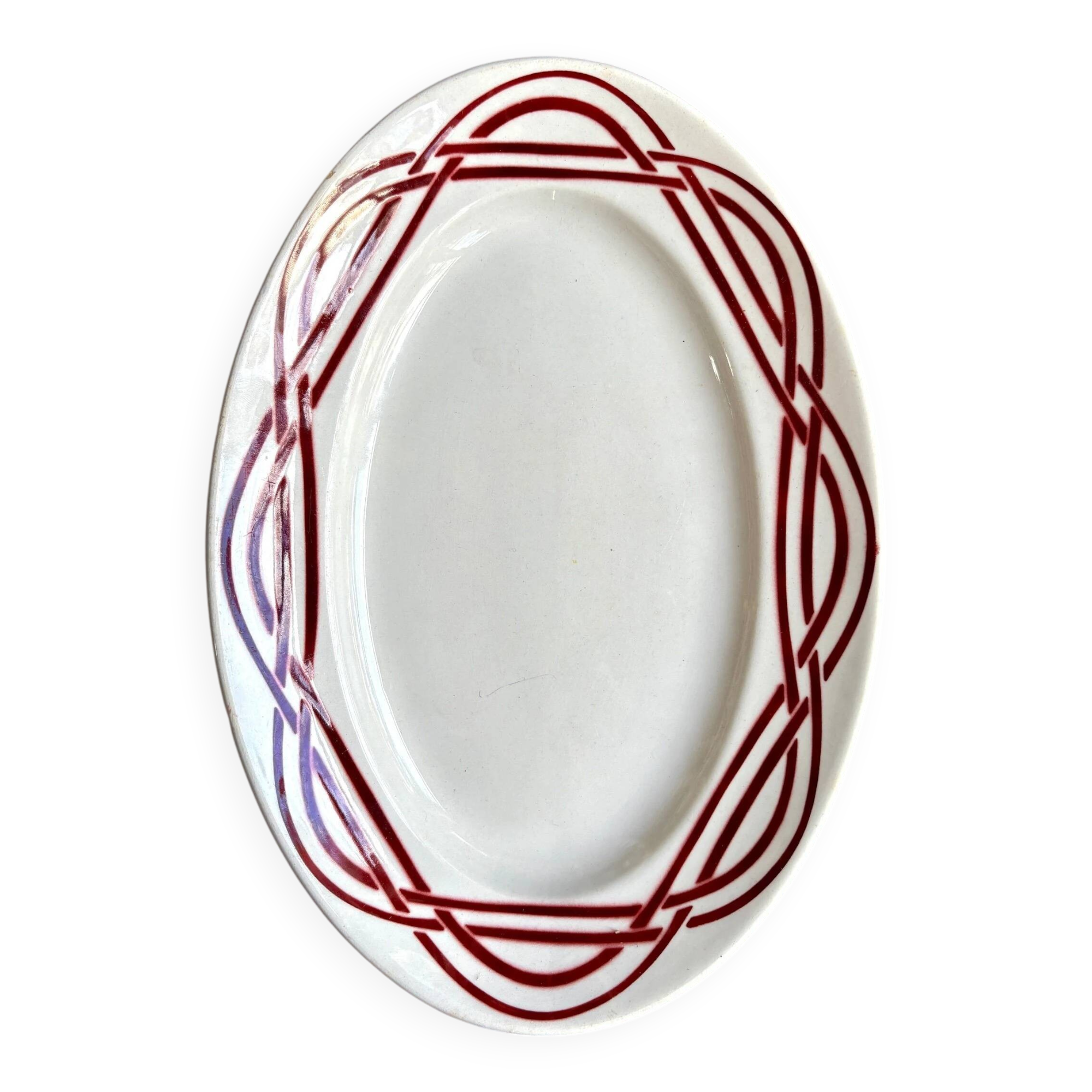 Oval dish in burgundy ironstone