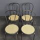 Bistro chairs, imitation cane seat.