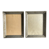 Pair identical vintage metal frames each 18.5 cm x 14.5 cm convex glass