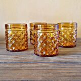 4 amber glasses with diamond tip decoration, brand Pernod SA