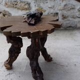 Table basse feuille en bois vintage avec cendrier