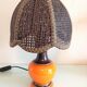 Orange ceramic lamp and brown canned lampshade by Pan Keramik / 60s-70s