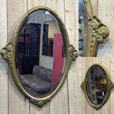 Oval Art Deco mirror from the 1930s - 73x60cm