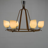 Mid-century chandelier by drevo humpolec, 1960s