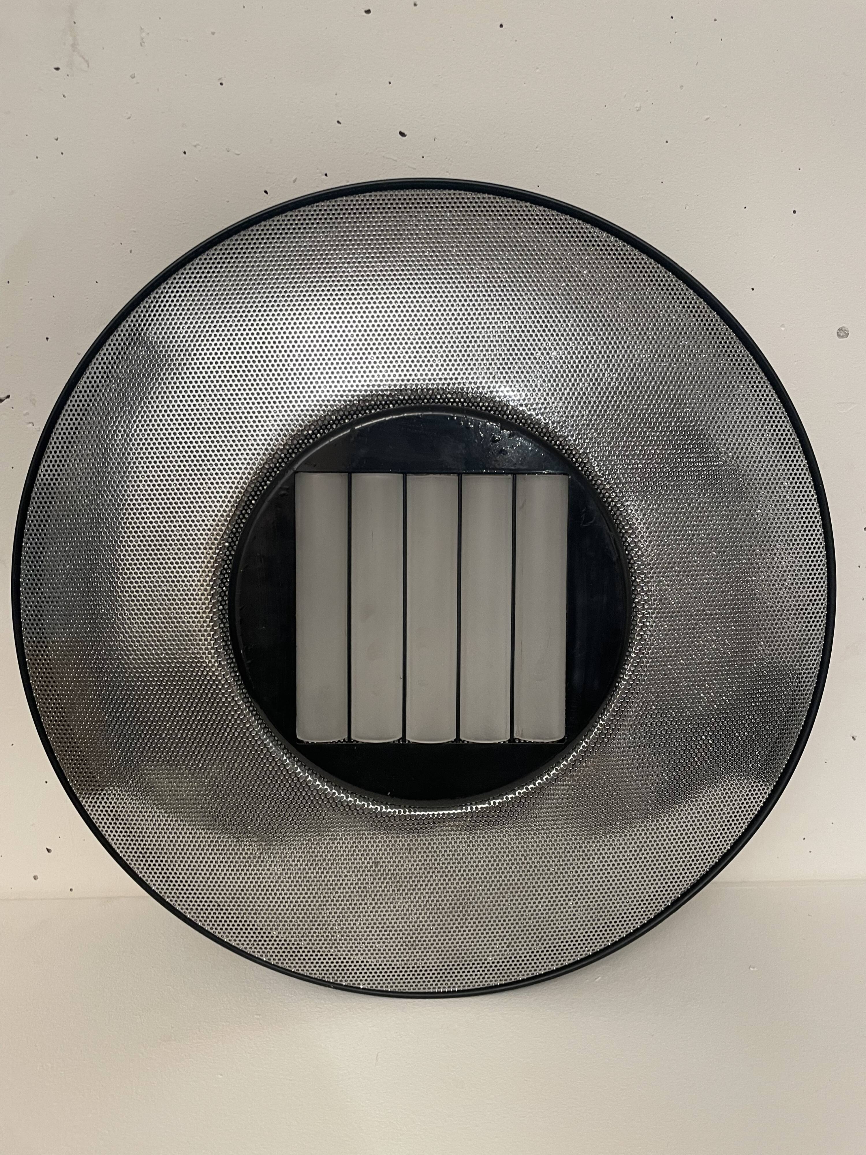 Ceiling light, metal and glass wall light, 1980