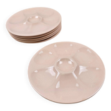 Set of 6 vintage Digoin powder pink oyster plates