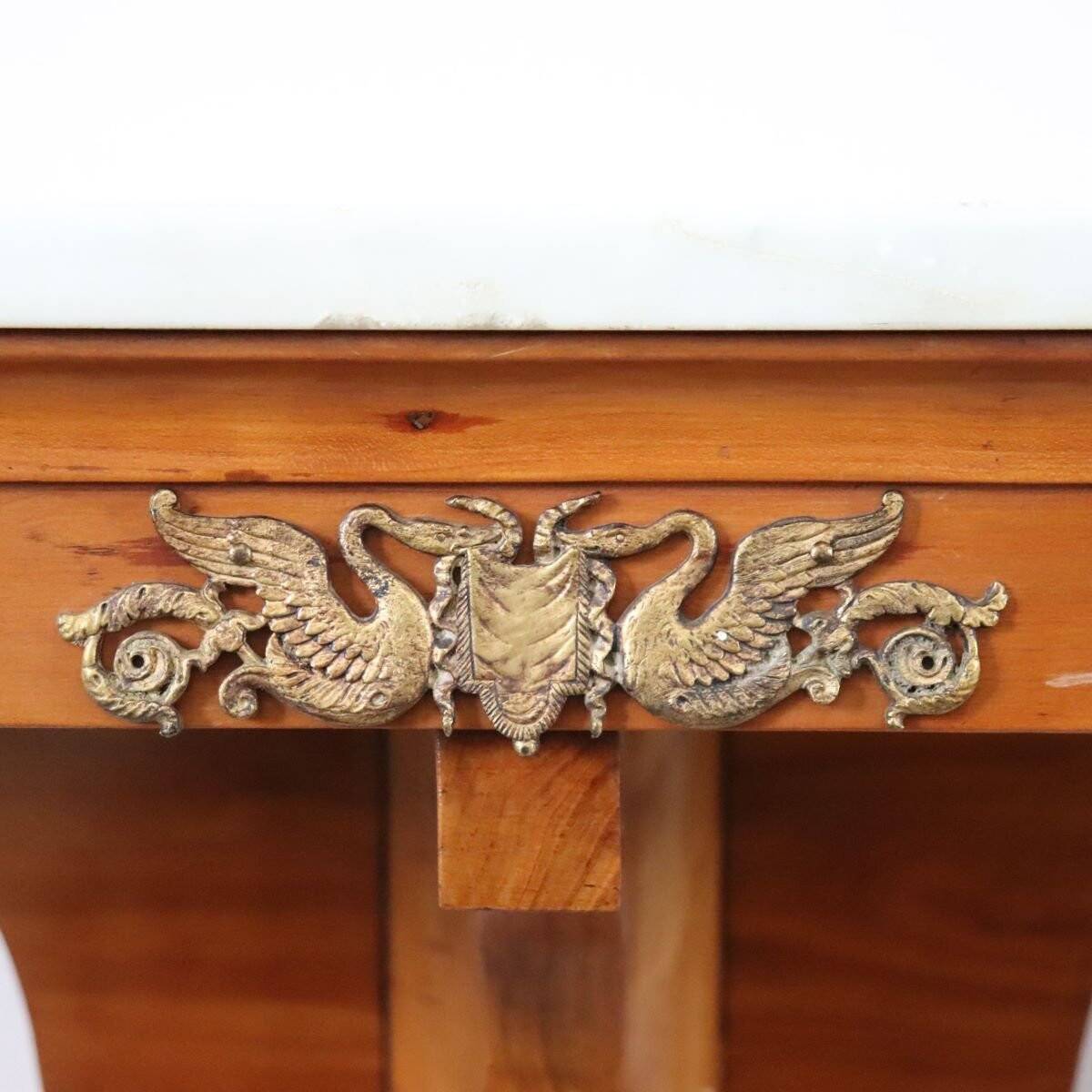Console Table In Cherry Wood And Marble Top, Early 19th Century
