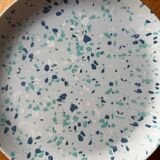 Set of 2 dinner plates and 2 dessert plates with blue terrazzo pattern