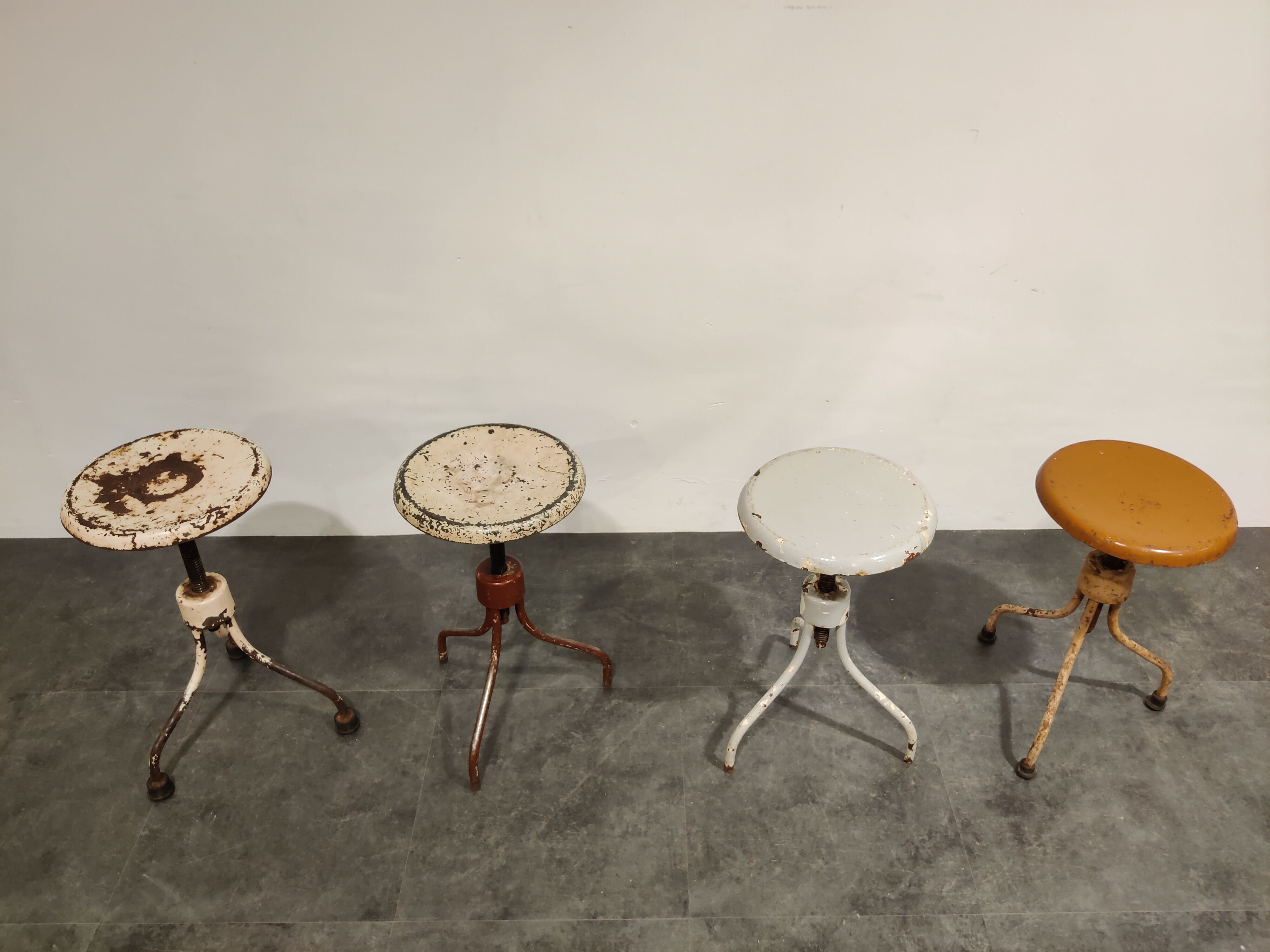 Vintage industrial stools, set of 4