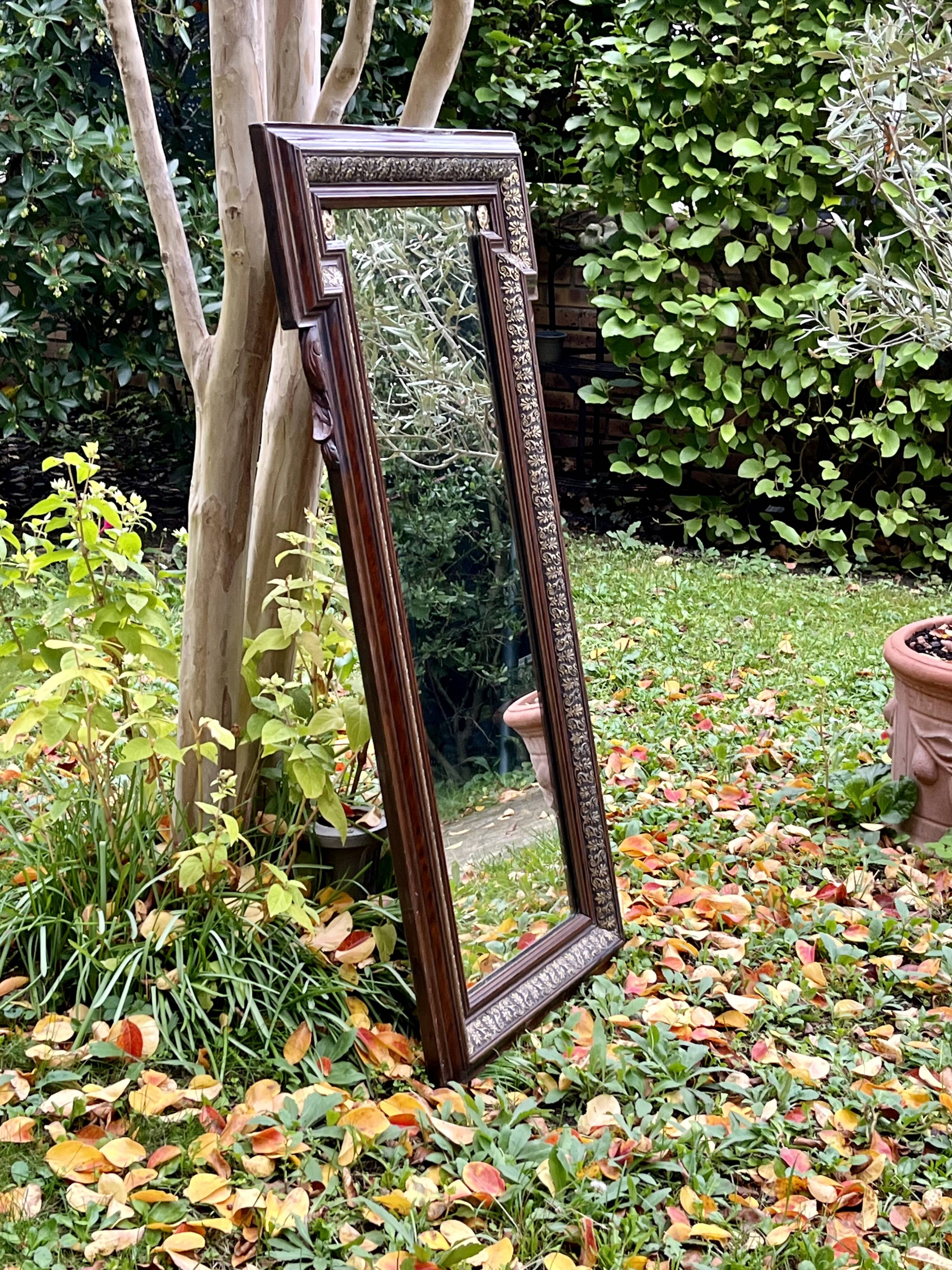 Corner mirror - wood and gilded brass - Napoleon style