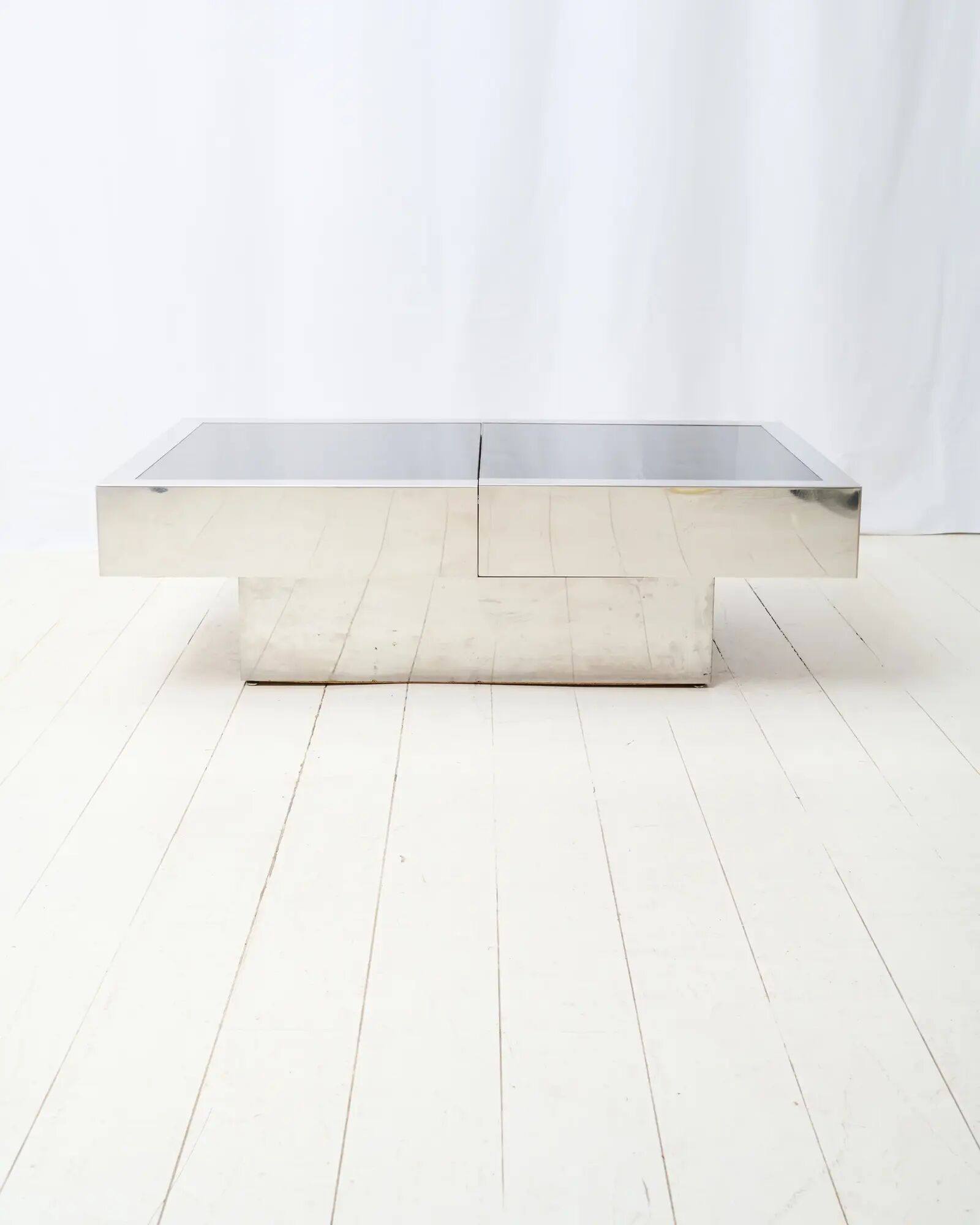 Black and chrome bar coffee table, Willy Rizzo, Cidue, 1970s
