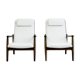 Pair of white boucle gfm 64 high back armchairs by edmund homa, 1960s