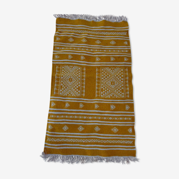 Kilim yellow and white handmade carpet , 60x105cm