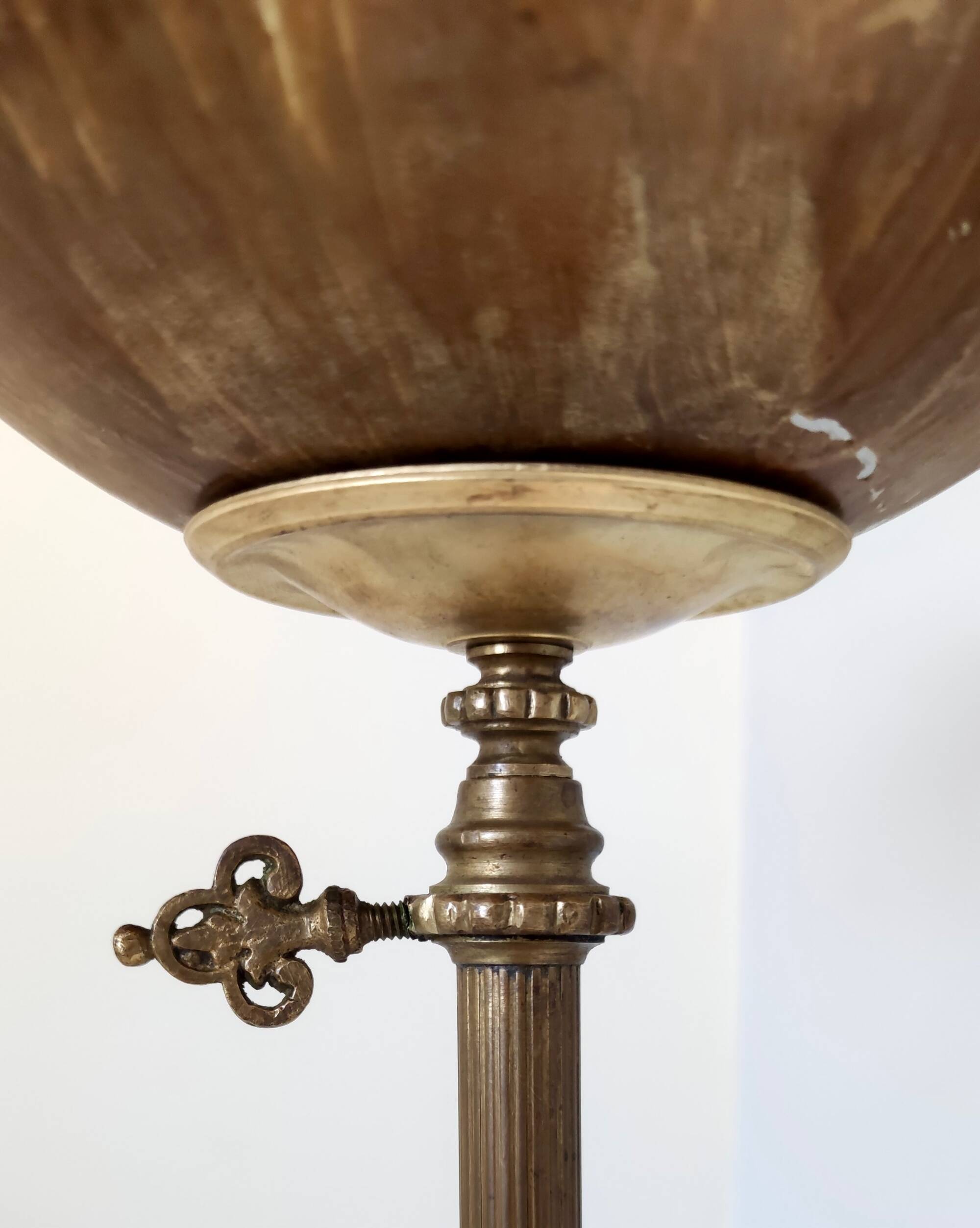 Brass Telescopic Floor Lamp with Red Travertine Marble Tops, Italy