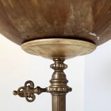 Lampadaire télescopique en laiton avec plateau en marbre travertin rouge, Italie