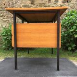 Vintage modernist office in oak and metal tubular base