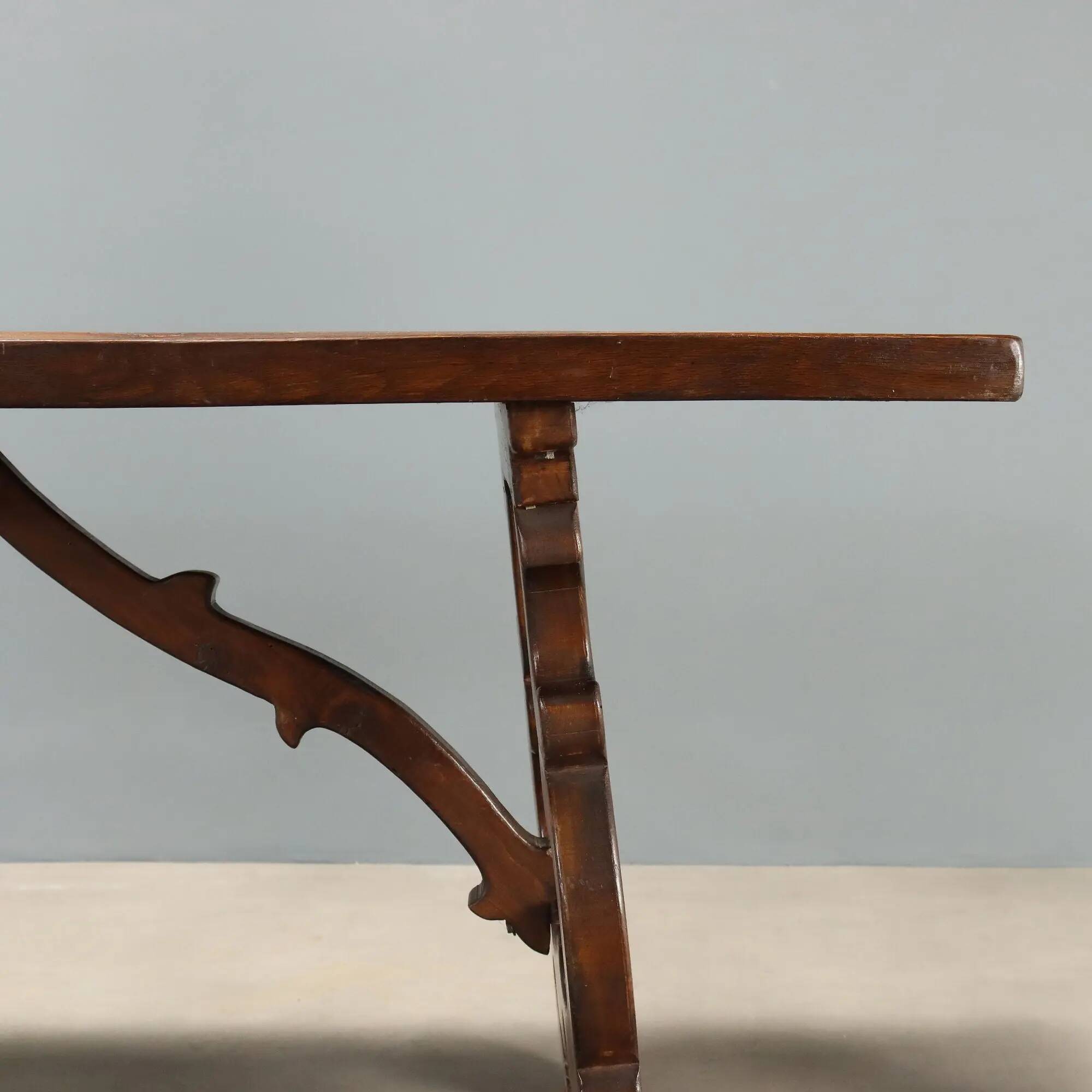 Old refectory table in stained walnut oak, Italy, 20th century