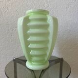 Art Deco uranium opaline skyscraper vase