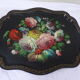 Bohemian and folk this metal tray painted with multicoloured flowers painted hand, russian vintage