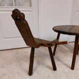 Coffee set coffee table and tripod low chairs - Spanish brutalist design - 1950s