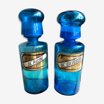 Blue apothecary bottles