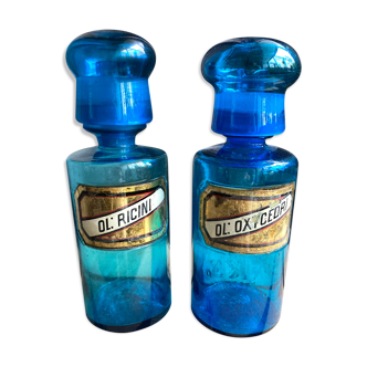 Blue apothecary bottles