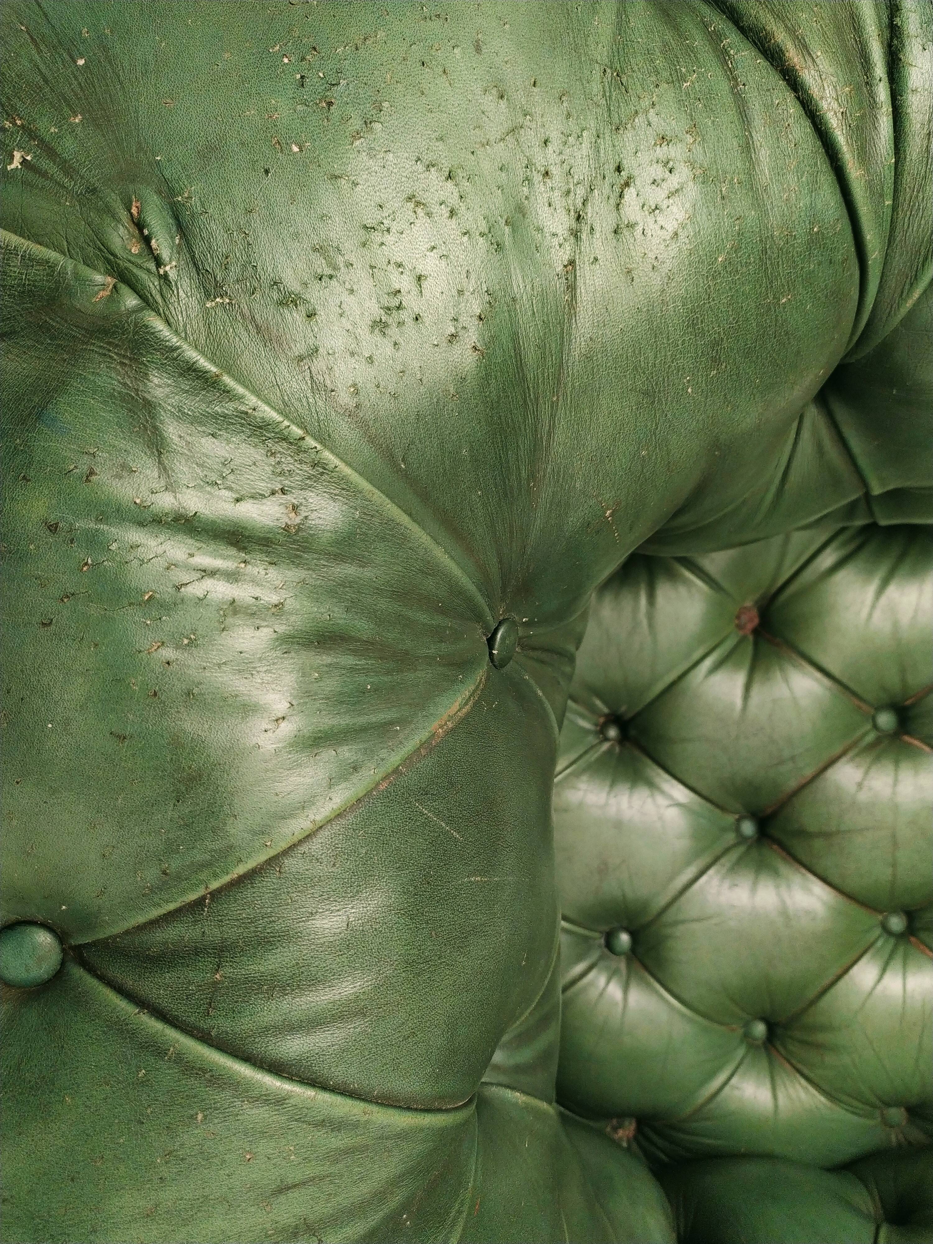 Former chesterfield green leather chair