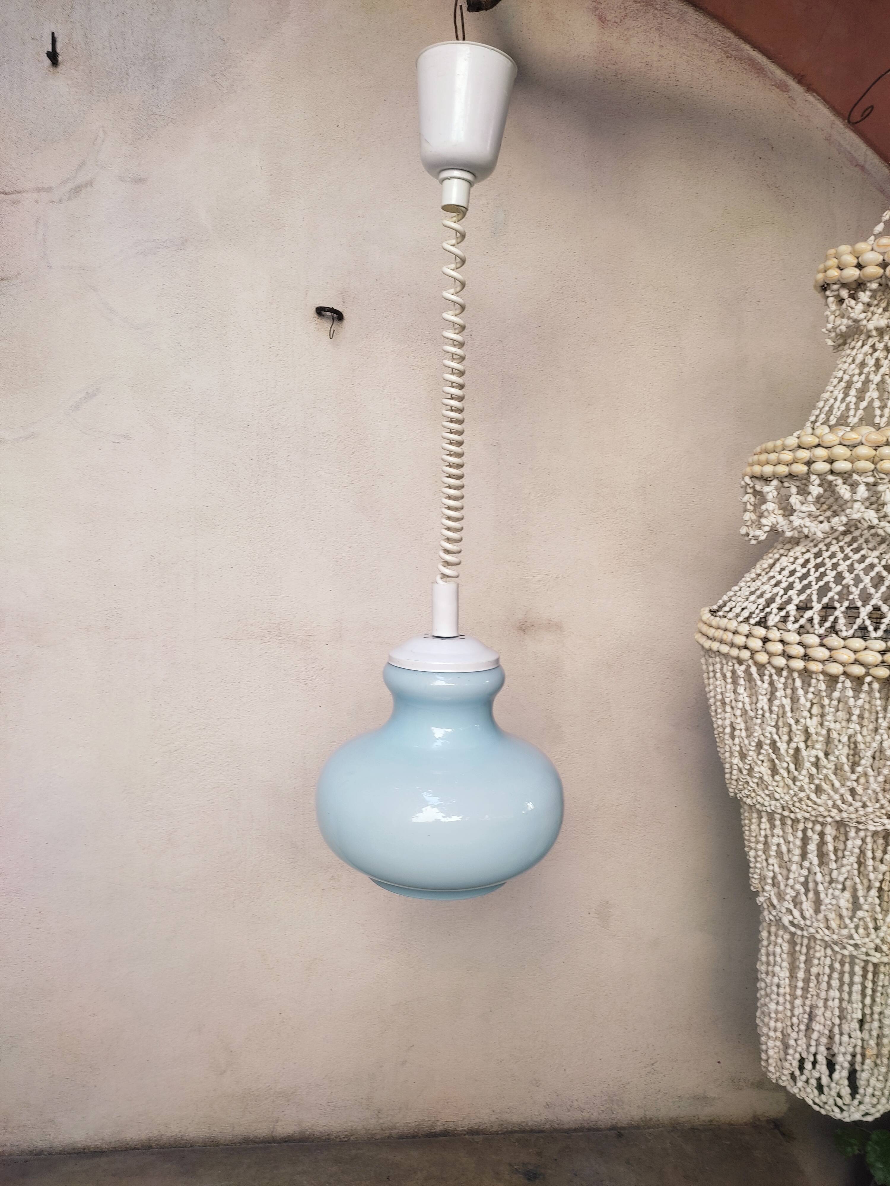 Blue opaline hanging lamp
