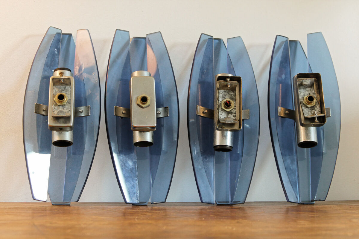 Set of 4 vintage wall lamps, Italian design