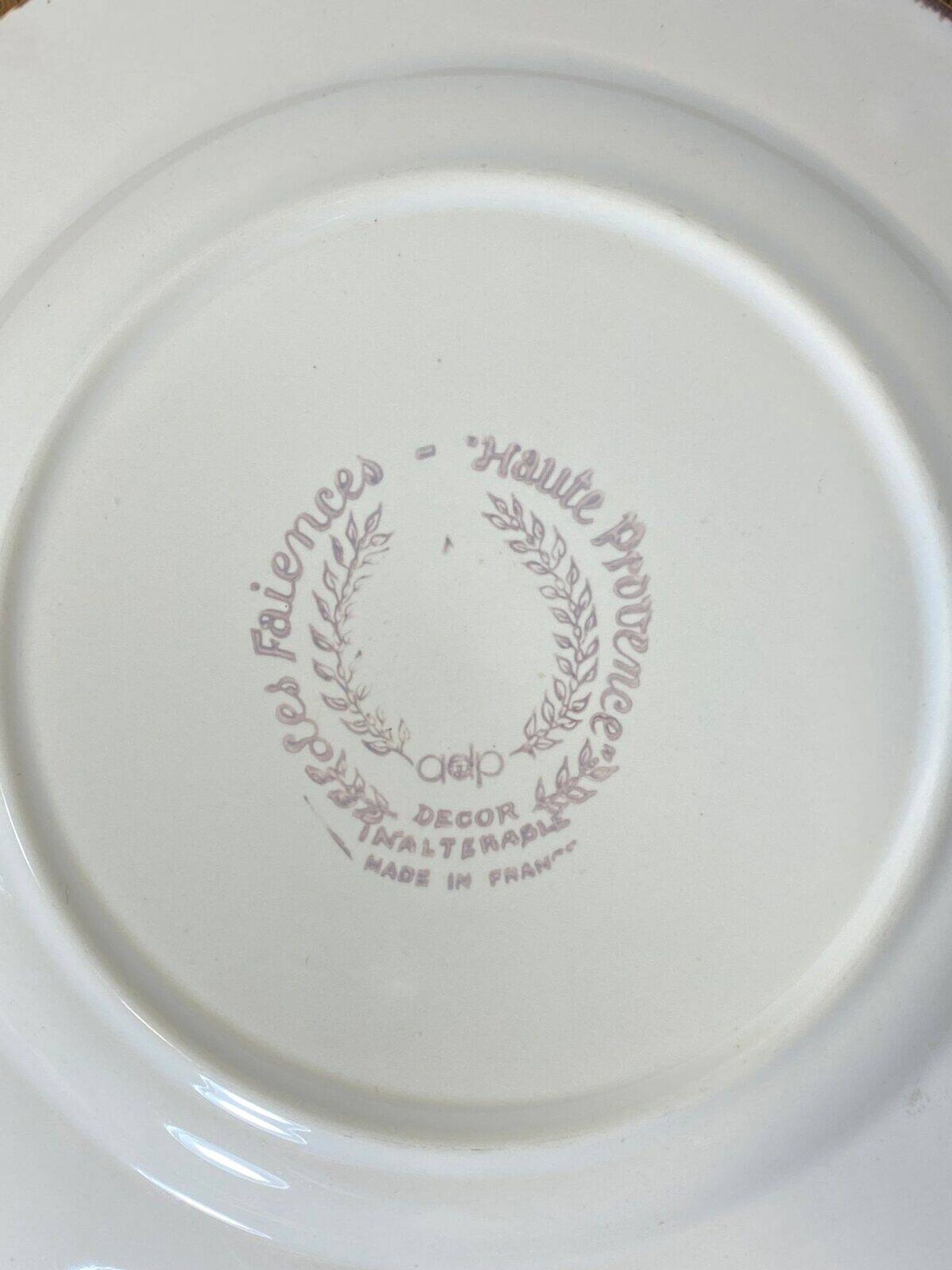 Earthenware plate with botanical decoration, Earthenware of Haute Provence