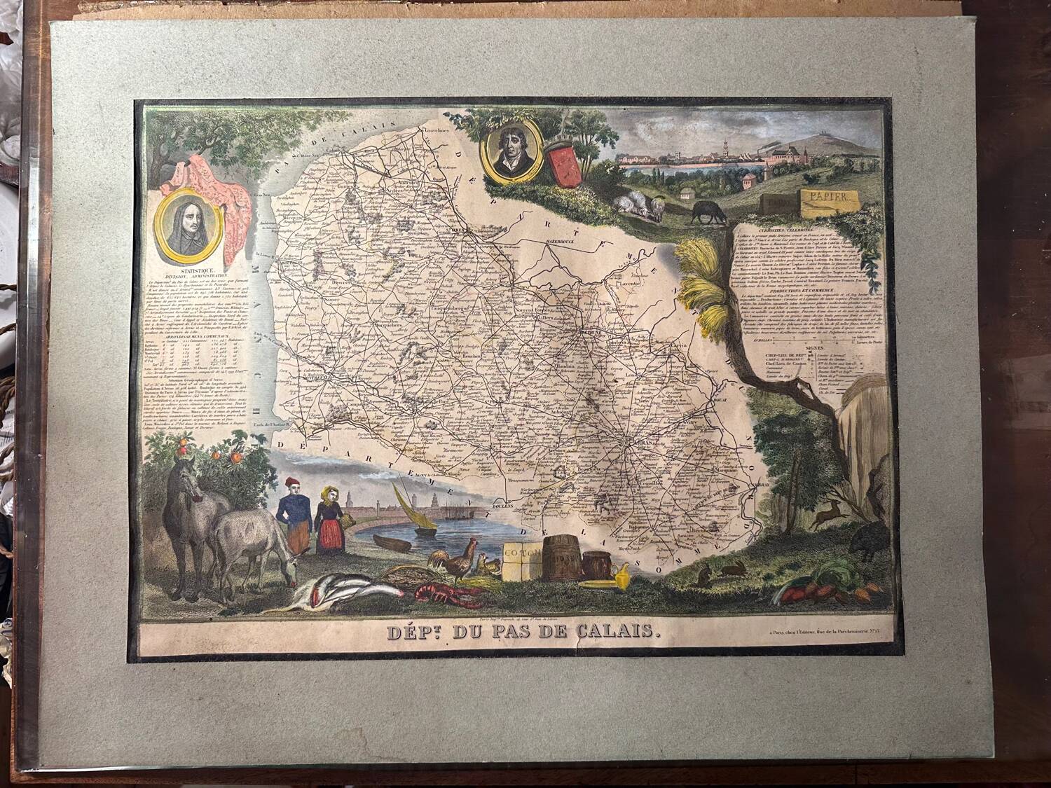 Carte géographique ancienne du Département du Pas-de-Calais - 1860